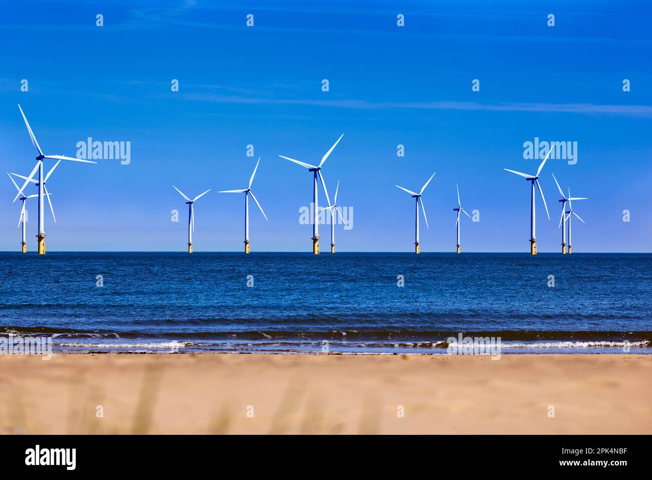 Windfarm en mer Redcar Cleveland Banque D'Images