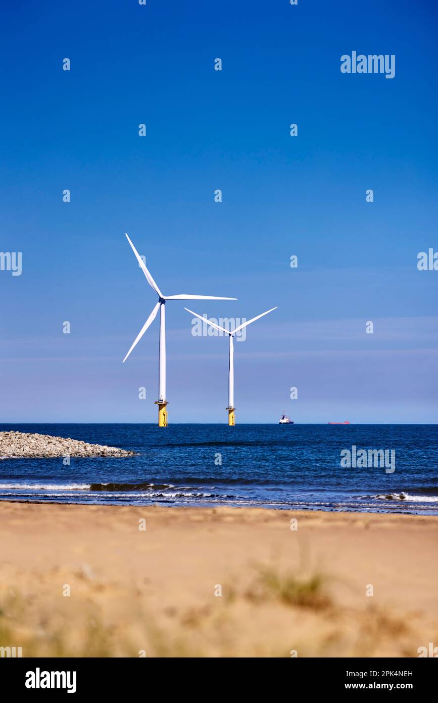 Windfarm en mer Redcar Cleveland Banque D'Images