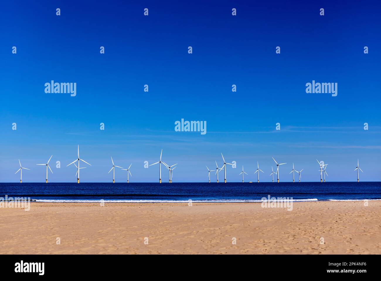 Windfarm en mer Redcar Cleveland Banque D'Images