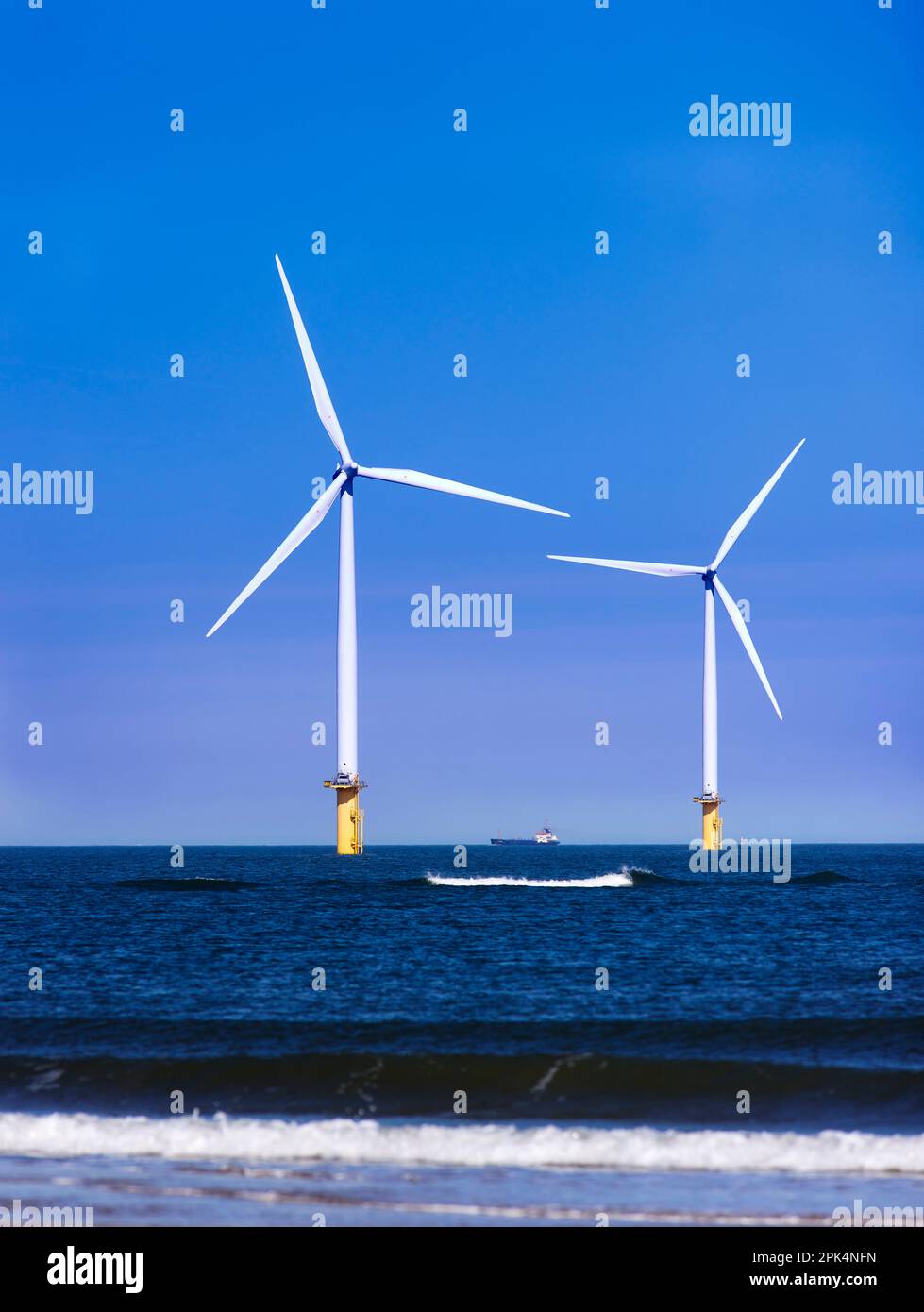 Windfarm en mer Redcar Cleveland Banque D'Images