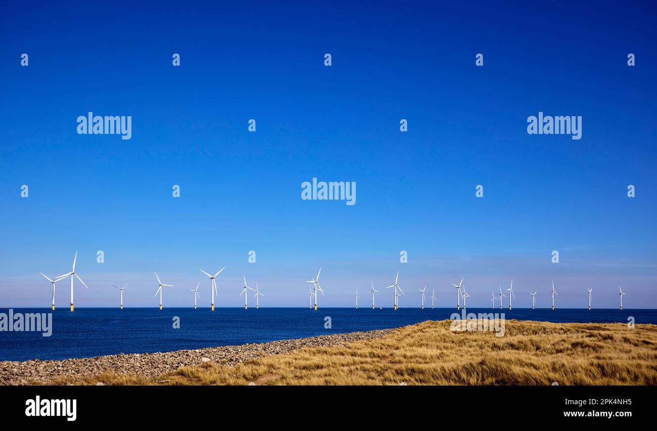Windfarm en mer Redcar Cleveland Banque D'Images