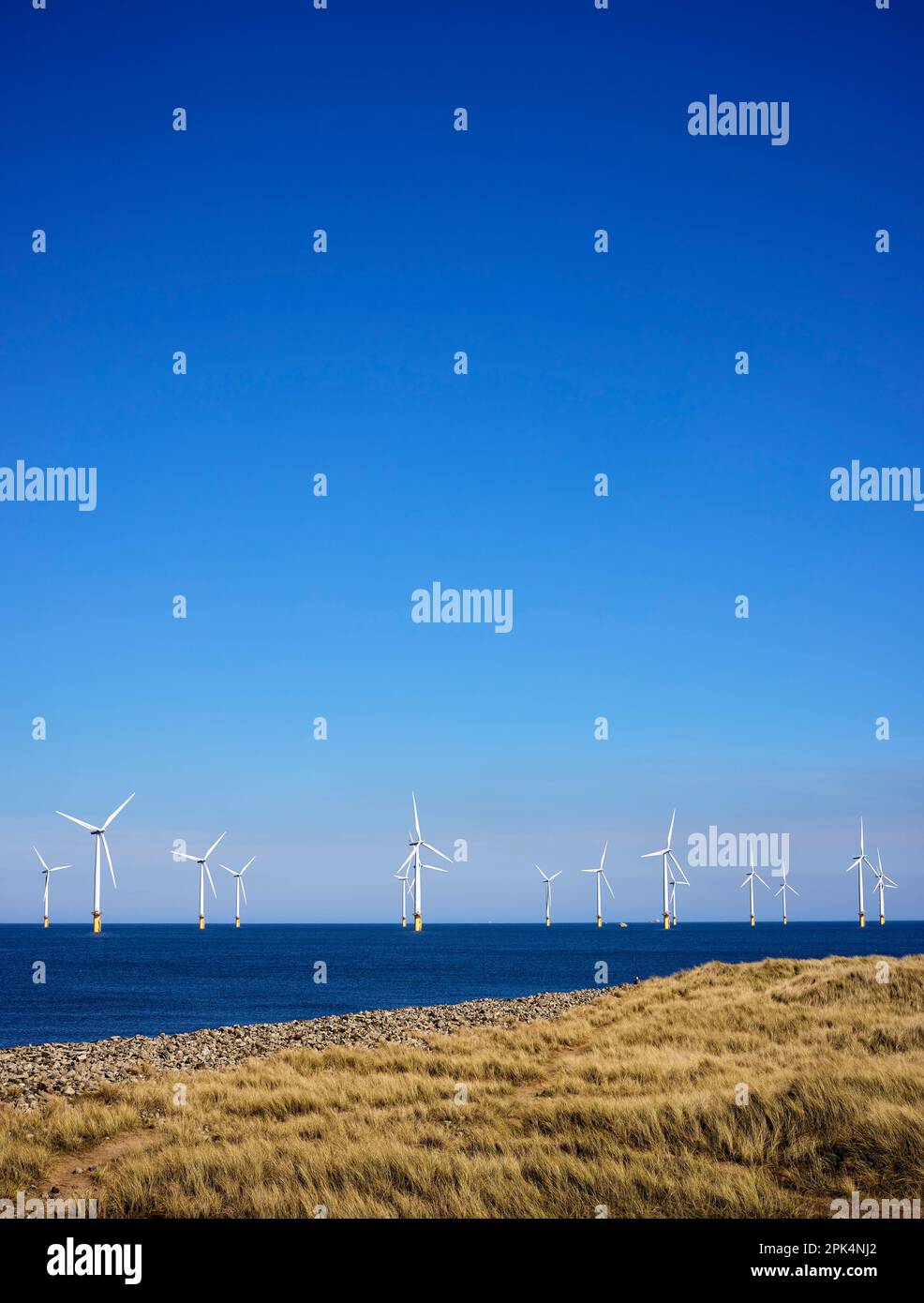 Windfarm en mer Redcar Cleveland Banque D'Images