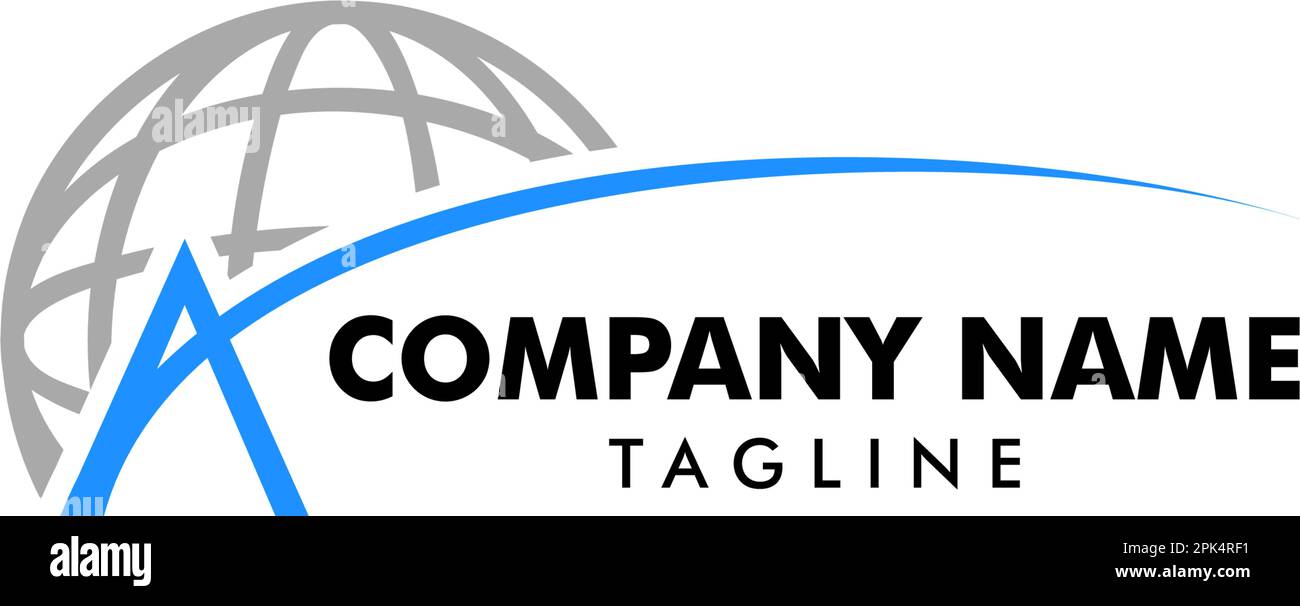 Lettre initiale Un logo avec snoosh et modèle d'illustration de vecteur de globe Illustration de Vecteur