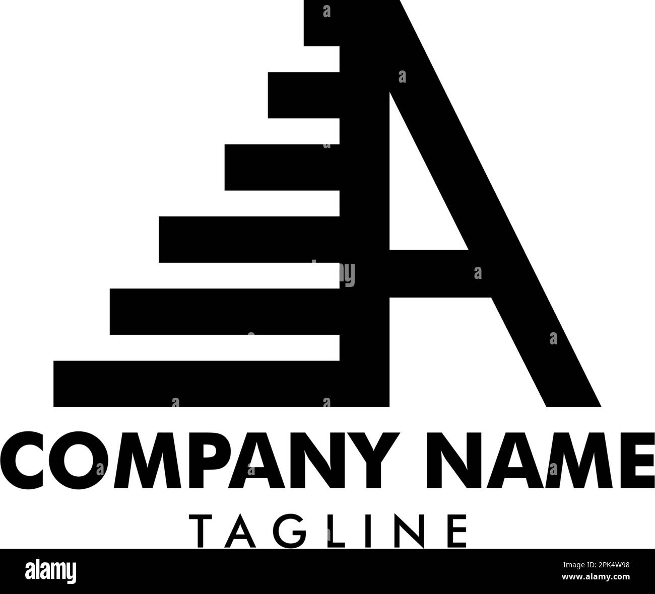 Lettre initiale A avec logo Stairs Illustration de Vecteur