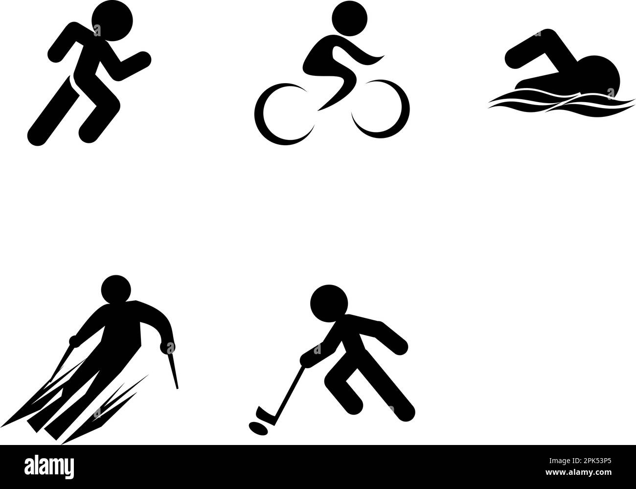 Jeu d'icônes de sport de triathlon Illustration de Vecteur