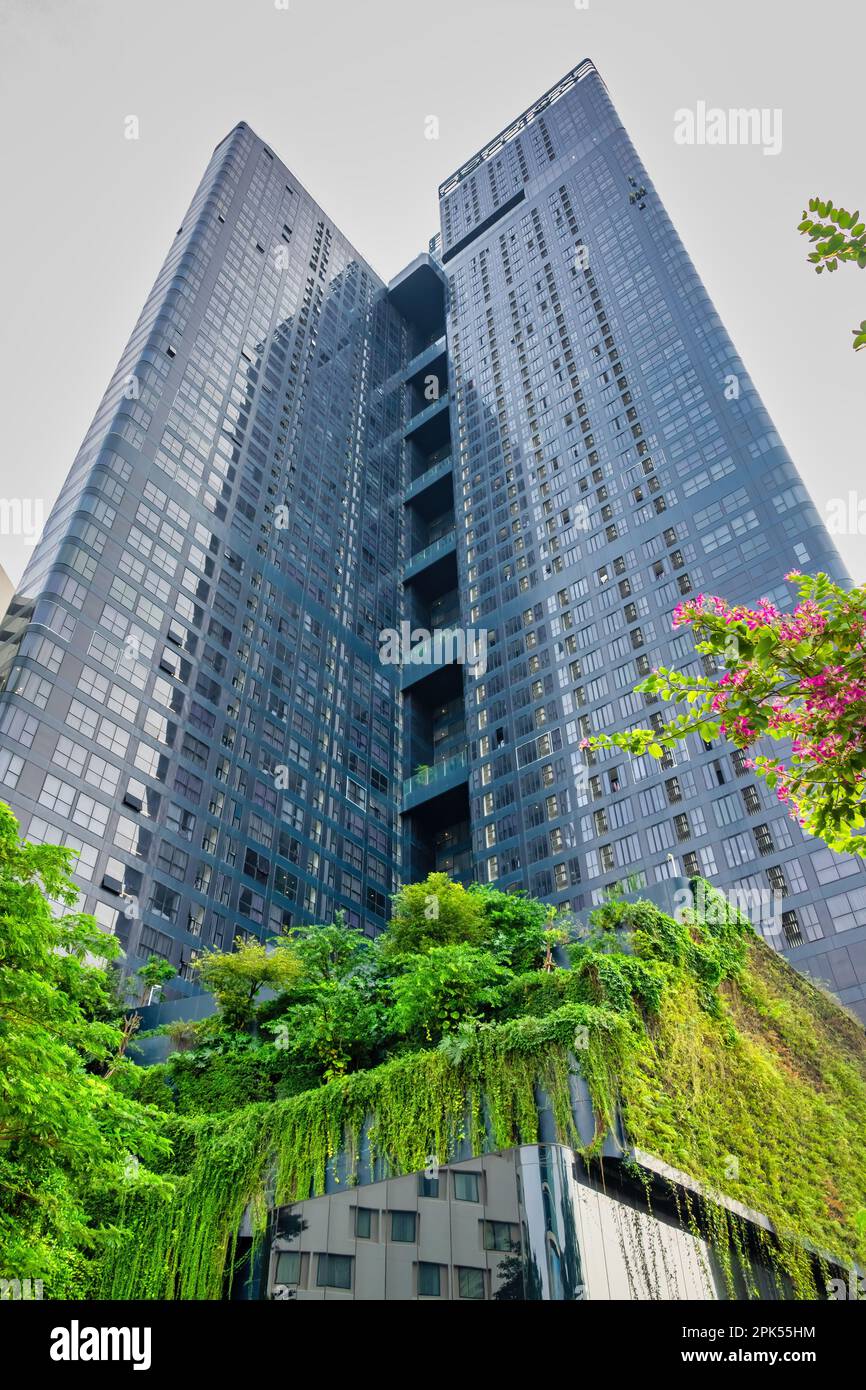 Tour résidentielle dans le centre de Bangkok, Thaïlande Banque D'Images