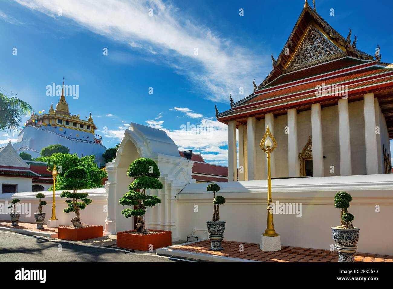 Le Mont d'Or et Wat Saket à Bangkok, en Thaïlande Banque D'Images