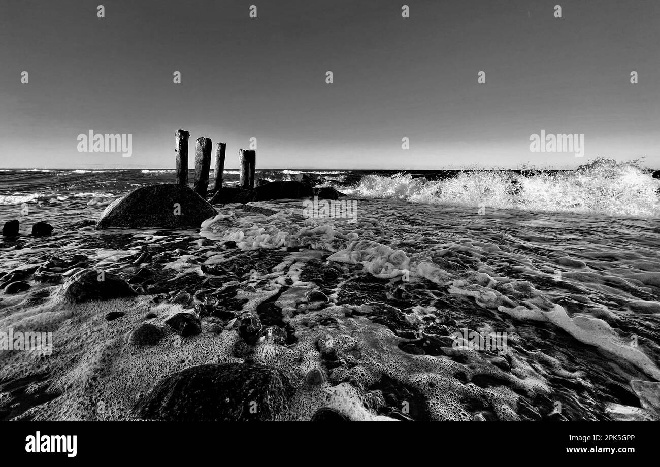 Keel, Allemagne. 02nd avril 2023. Firo: 04/03/2023 pays et gens, mer Baltique, vacances, mer Baltique vacances Hohwacht Bay. Schleswig-Holstein, Tourisme . Planches en bois à Hohwacht Bay Credit: dpa/Alay Live News Banque D'Images