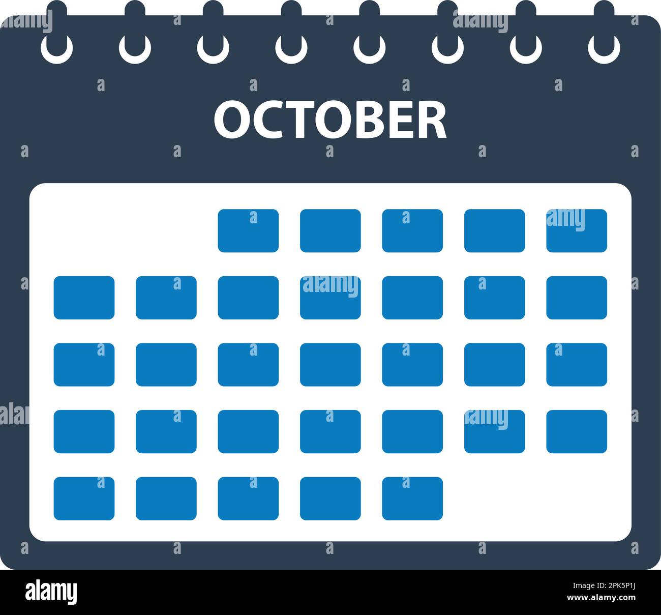 Icône du calendrier d'octobre. EPS vectoriel de style plat. Illustration de Vecteur