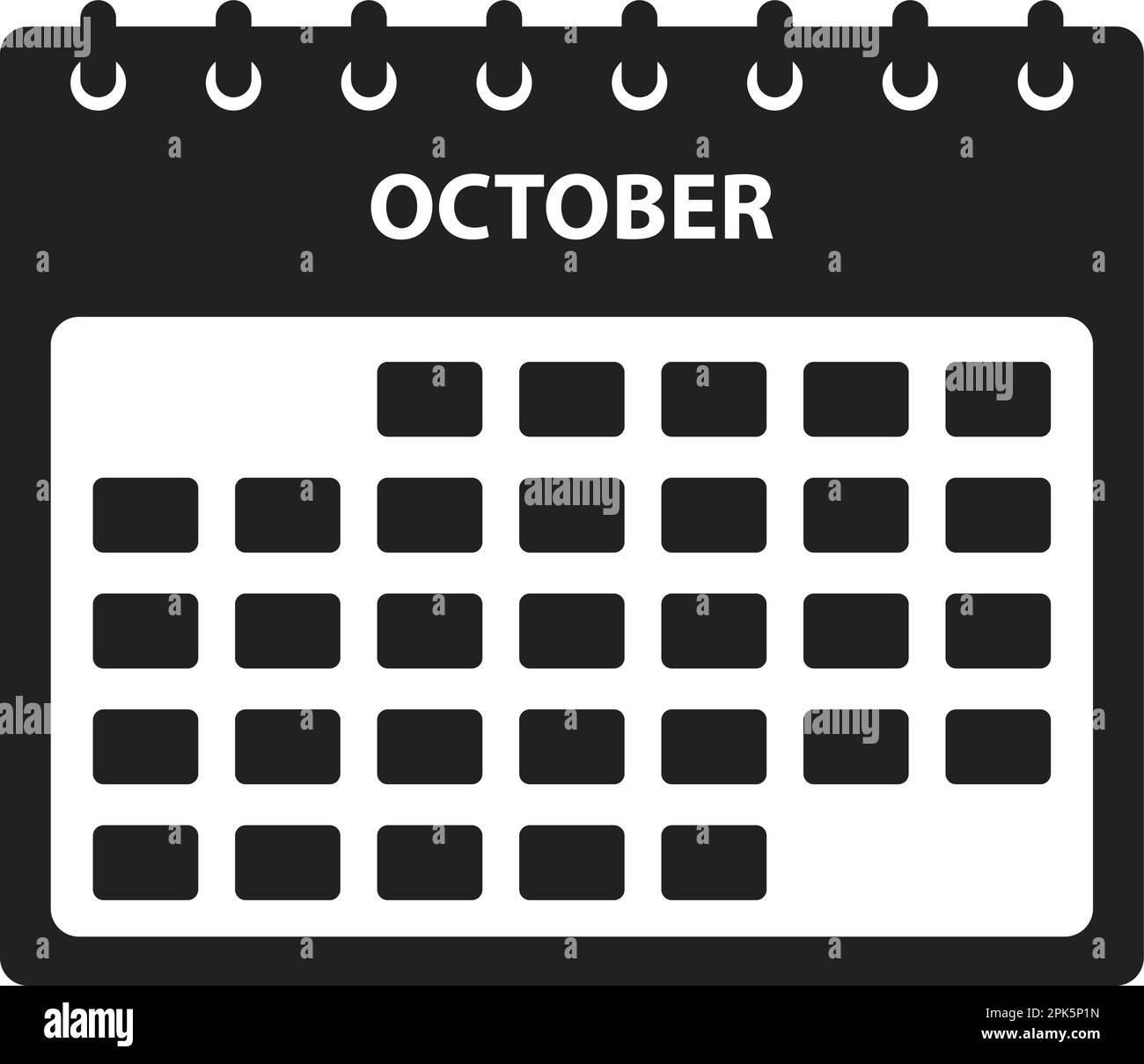 Icône du calendrier d'octobre. EPS vectoriel de style plat. Illustration de Vecteur