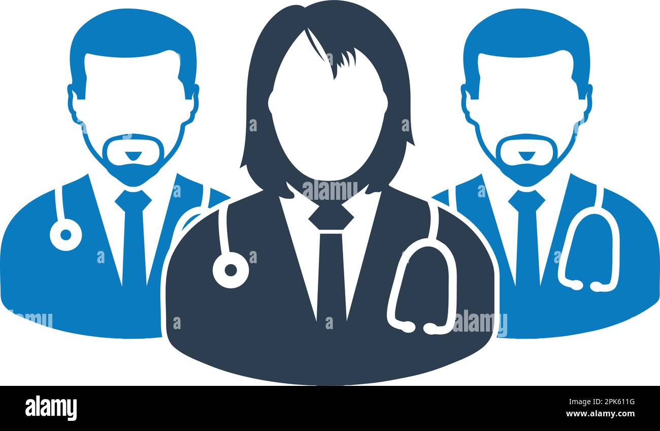 Icône de l'équipe médicale avec les symboles médecin masculin et ...