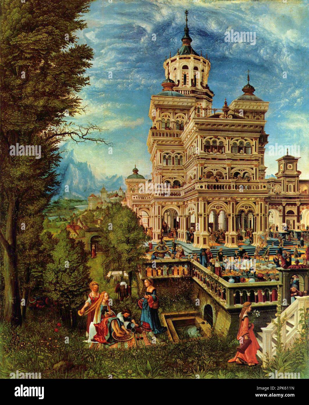 Susanna et les anciens peints par Albrecht Altdorfer de l'Ecole du Danube de la Renaissance allemande. Banque D'Images