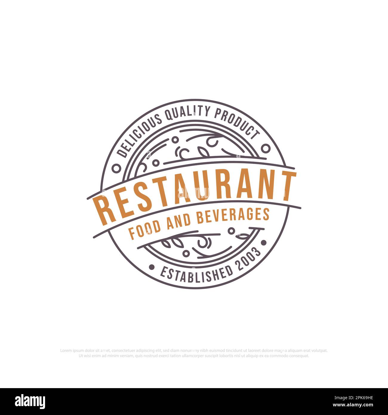 Monogramme restaurant logo design vecteur, art de ligne alimentaire et boissons magasin logo badge Premium Vector modèle Illustration de Vecteur