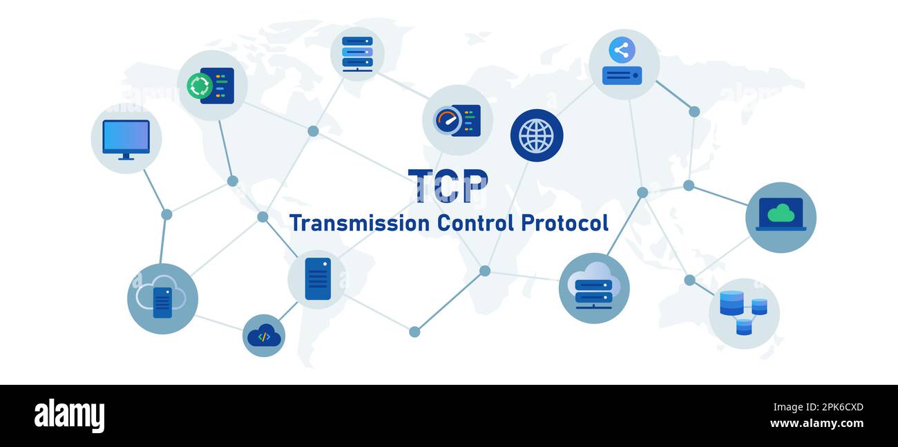 TCP Protocole de contrôle de transmission technologie de communication Internet Illustration de Vecteur