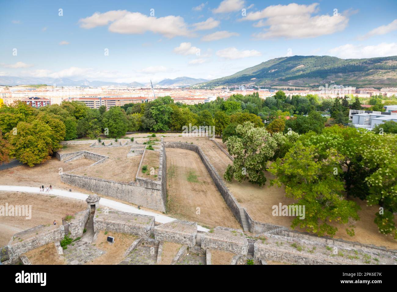 Vue aérienne de Pamplona. Vieux murs fortifiés. Pampeluna, Espagne Banque D'Images