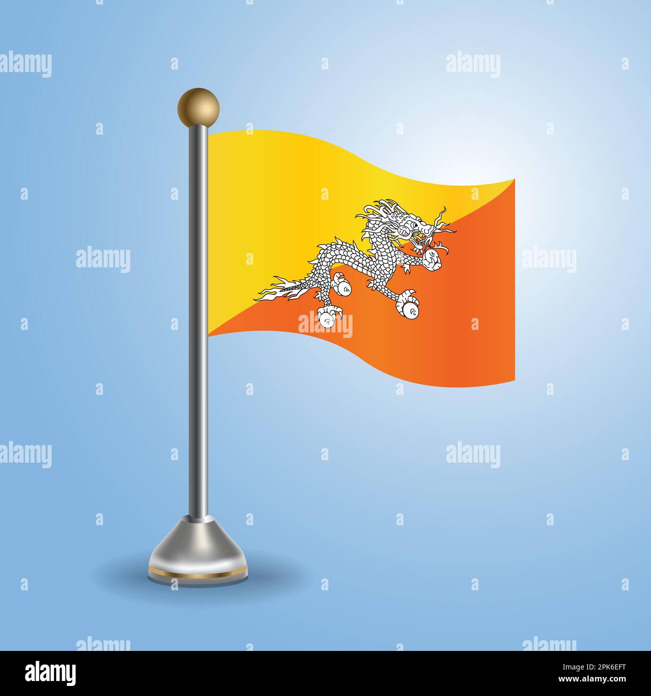 Drapeau de la table d'état du Bhoutan. Symbole national, illustration vectorielle Illustration de Vecteur