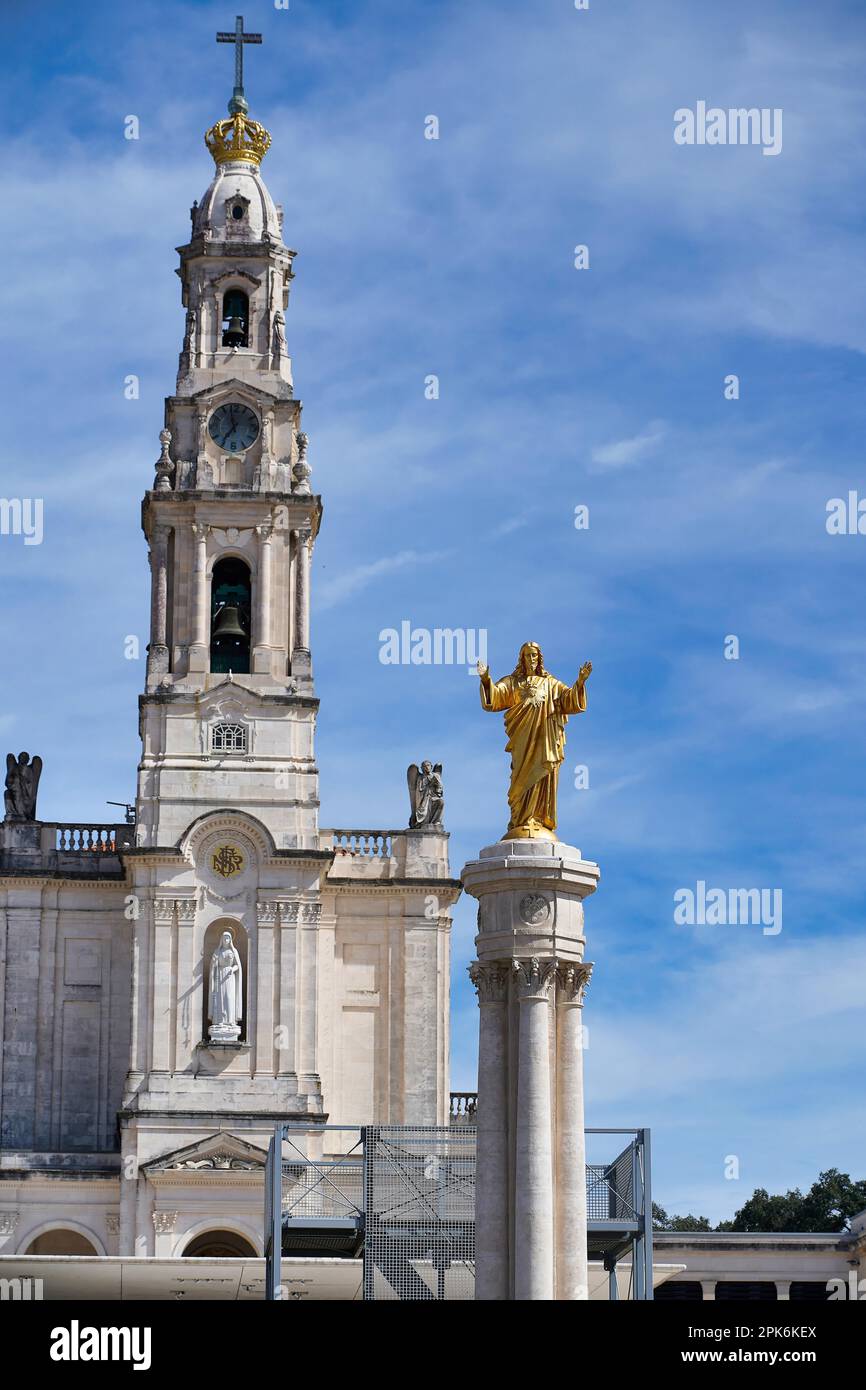 Statue de Jésus-Christ, Sanctuaire, Santuario de Fatima, Temple de Fatima, Fatima, Ourem, Santarem, Portugal Banque D'Images