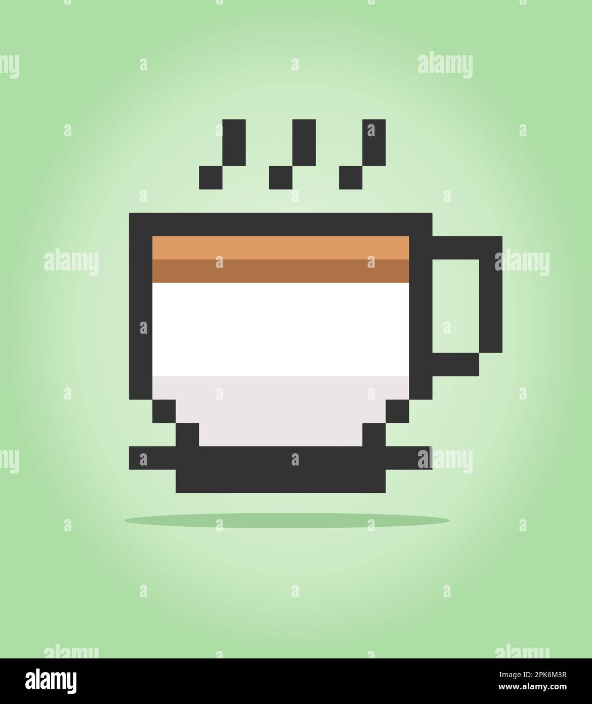 image du logo de la tasse à café 8 bits. Buvez dans l'illustration vectorielle pour l'icône du jeu. Illustration de Vecteur