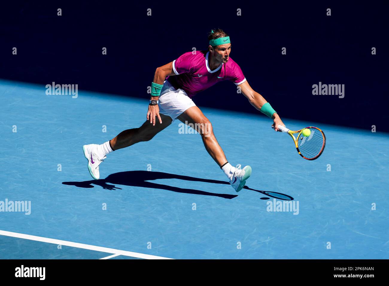 Rafael Nadal, joueur de tennis espagnol, lors de la course d'avant-garde au tournoi Open d'Australie 2022 à Melbourne Park, Melbourne, Victoria Banque D'Images