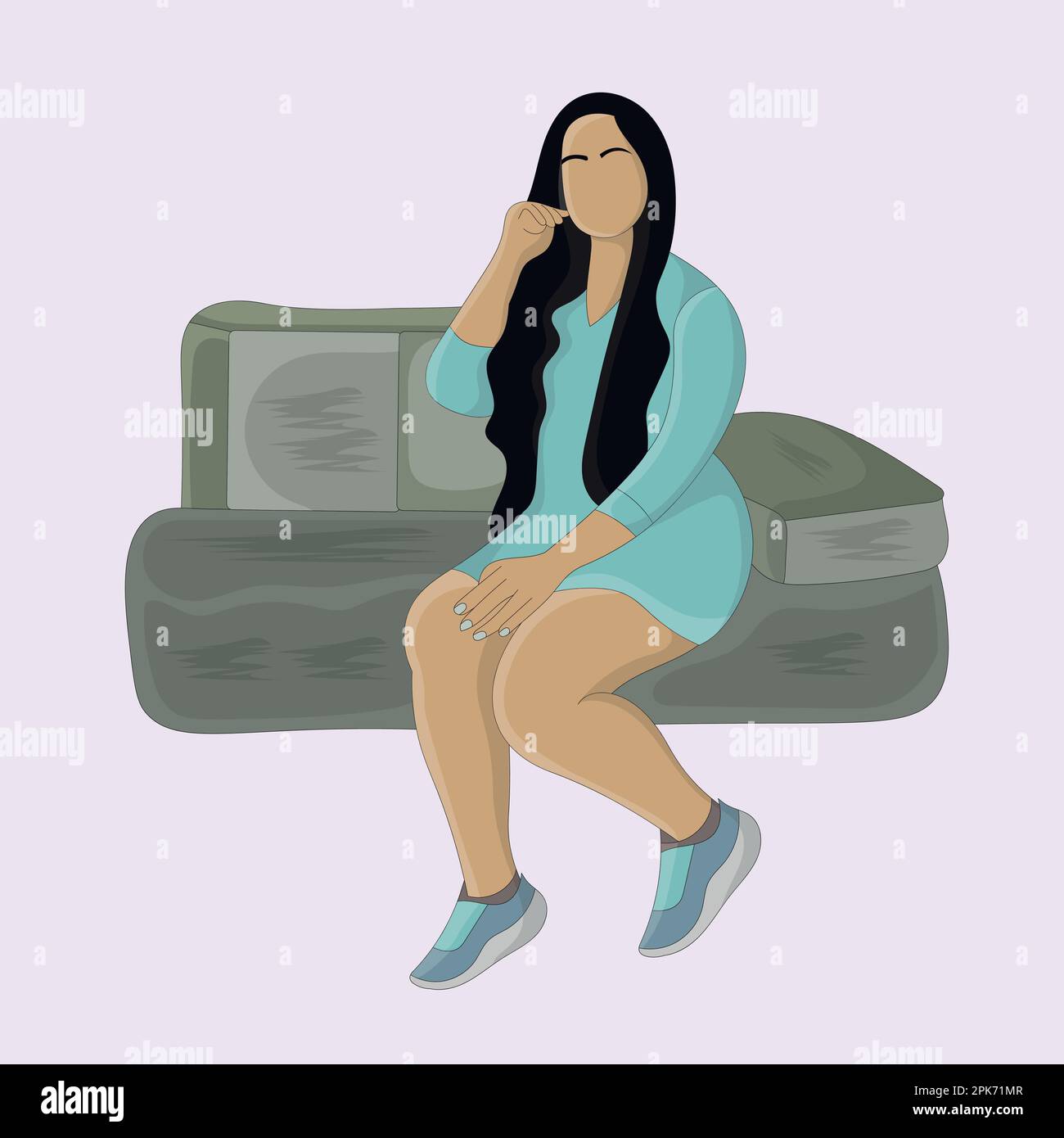 Design plat d'une femme assise sur une chaise Illustration de Vecteur
