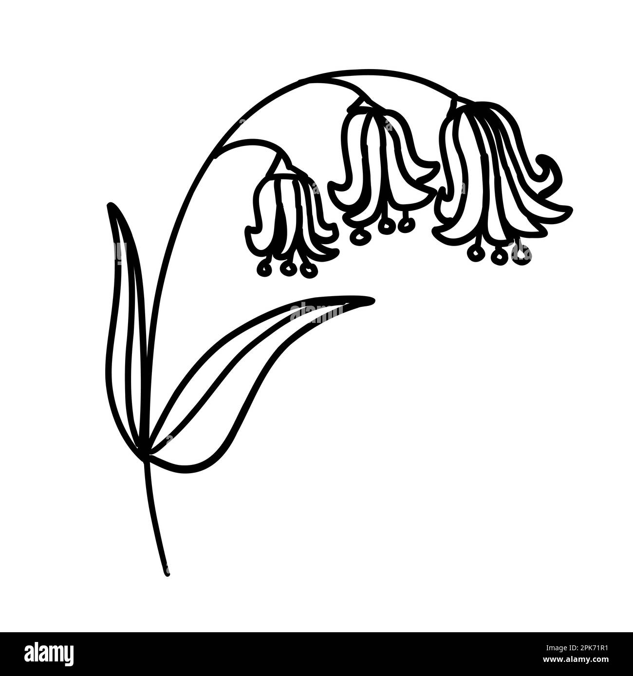 Fleur en contour Doodle plate style pour colorier. Motif floral simple feuilles de plantes décoratives. Dessin au trait à la main Esquisse créative. Vecteur i Illustration de Vecteur