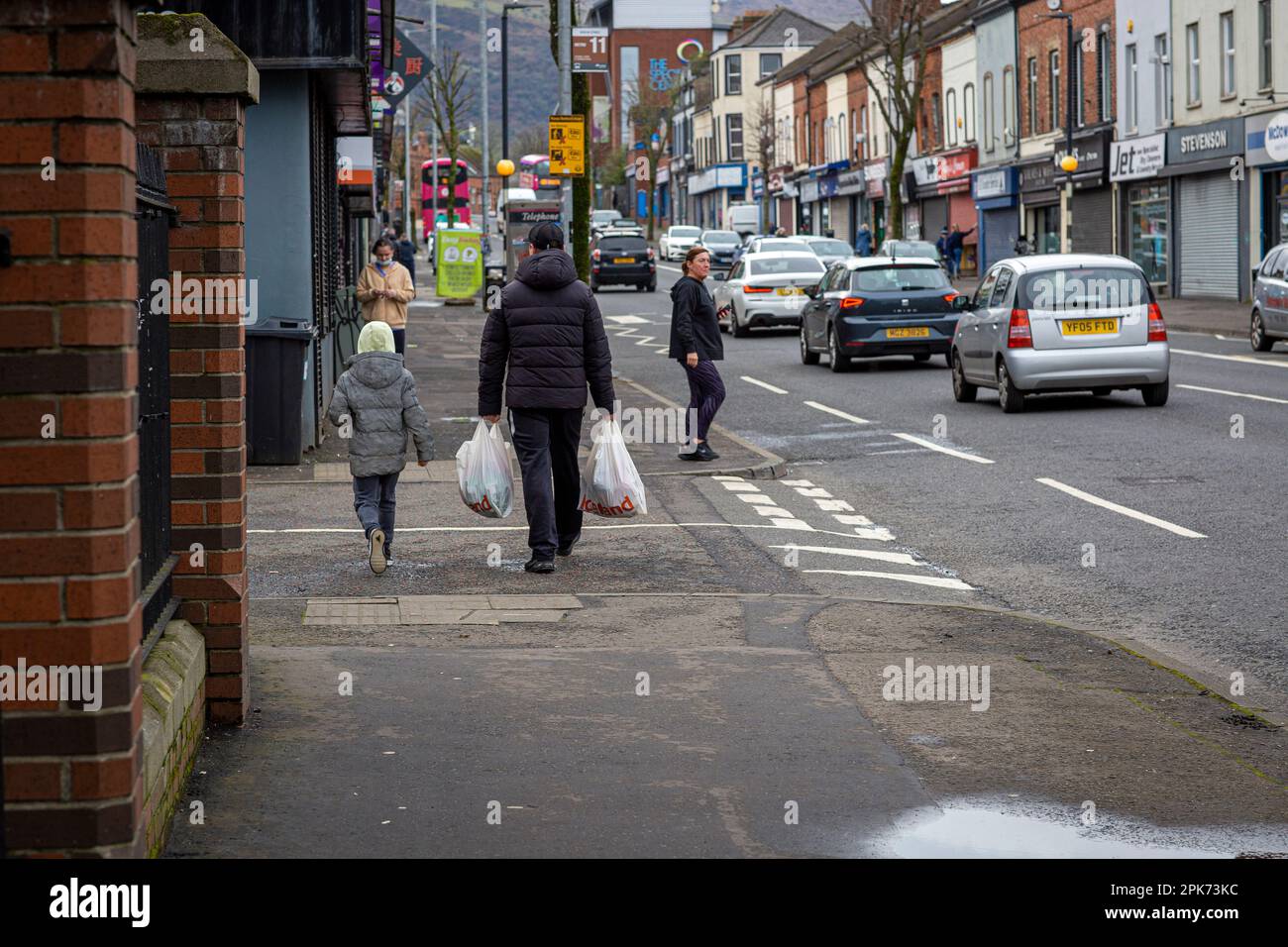 Shankill Road à Belfast, comté d'Antrim, Irlande du Nord, Royaume-Uni Banque D'Images