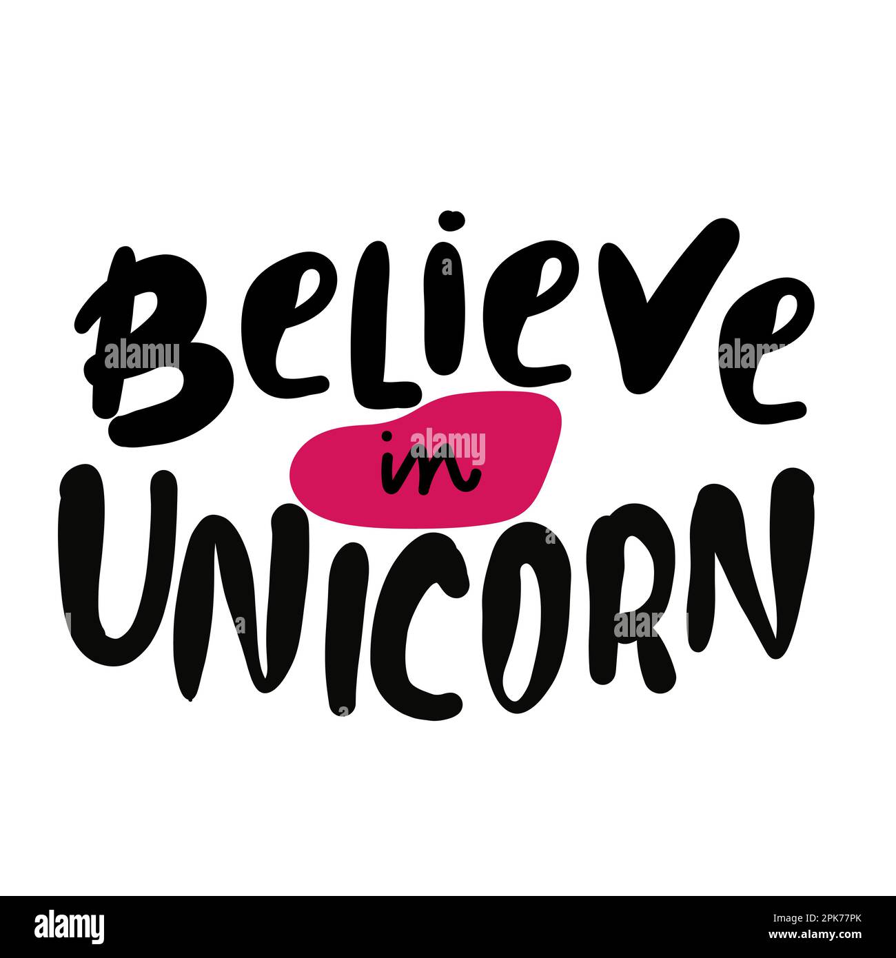 Affiche typographique unicorns à la main. Croquis de texte sur fond blanc avec aquarelle violette pour carte postale, icône, logo ou badge. Vecteur v Illustration de Vecteur