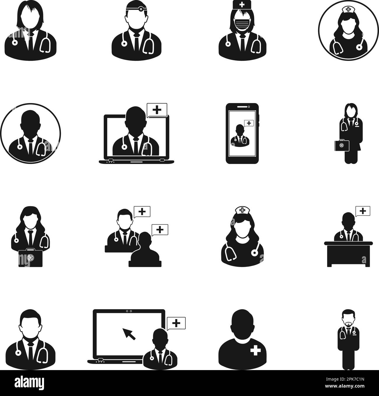 Ensemble d'icônes du personnel médical. Illustration du symbole vectoriel modifiable. Illustration de Vecteur