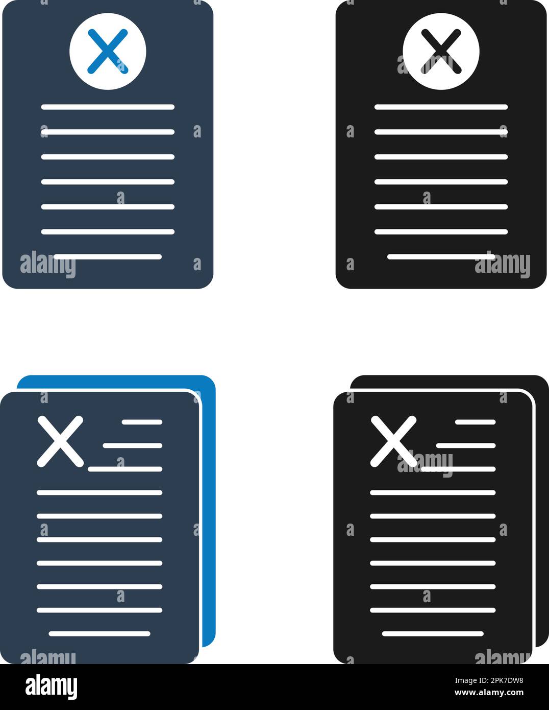 Jeu d'icônes de document non valide. EPS vectoriel de style plat. Illustration de Vecteur
