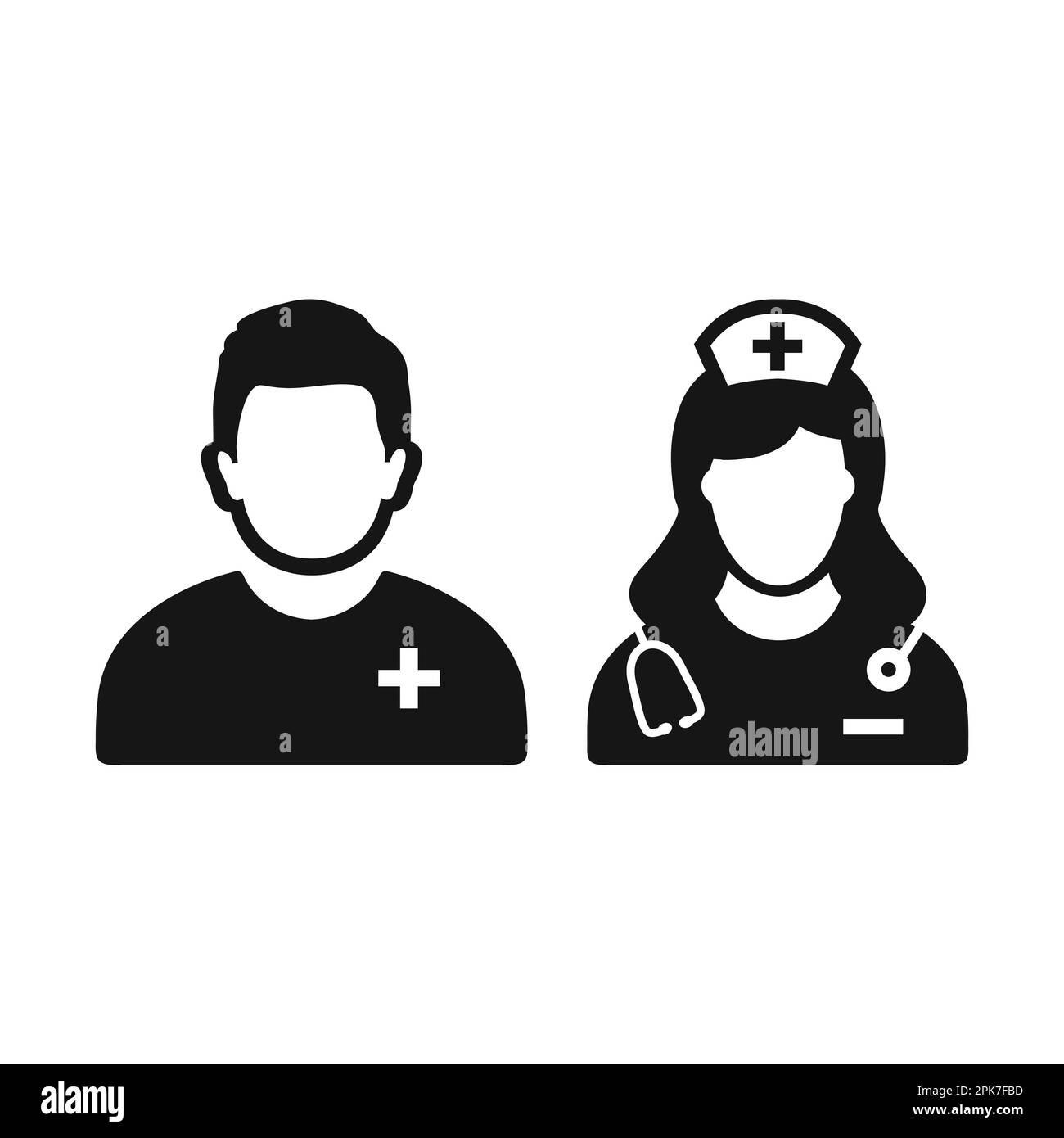 Icône infirmière mâle et femelle. Illustration du symbole EPS vectoriel modifiable. Illustration de Vecteur
