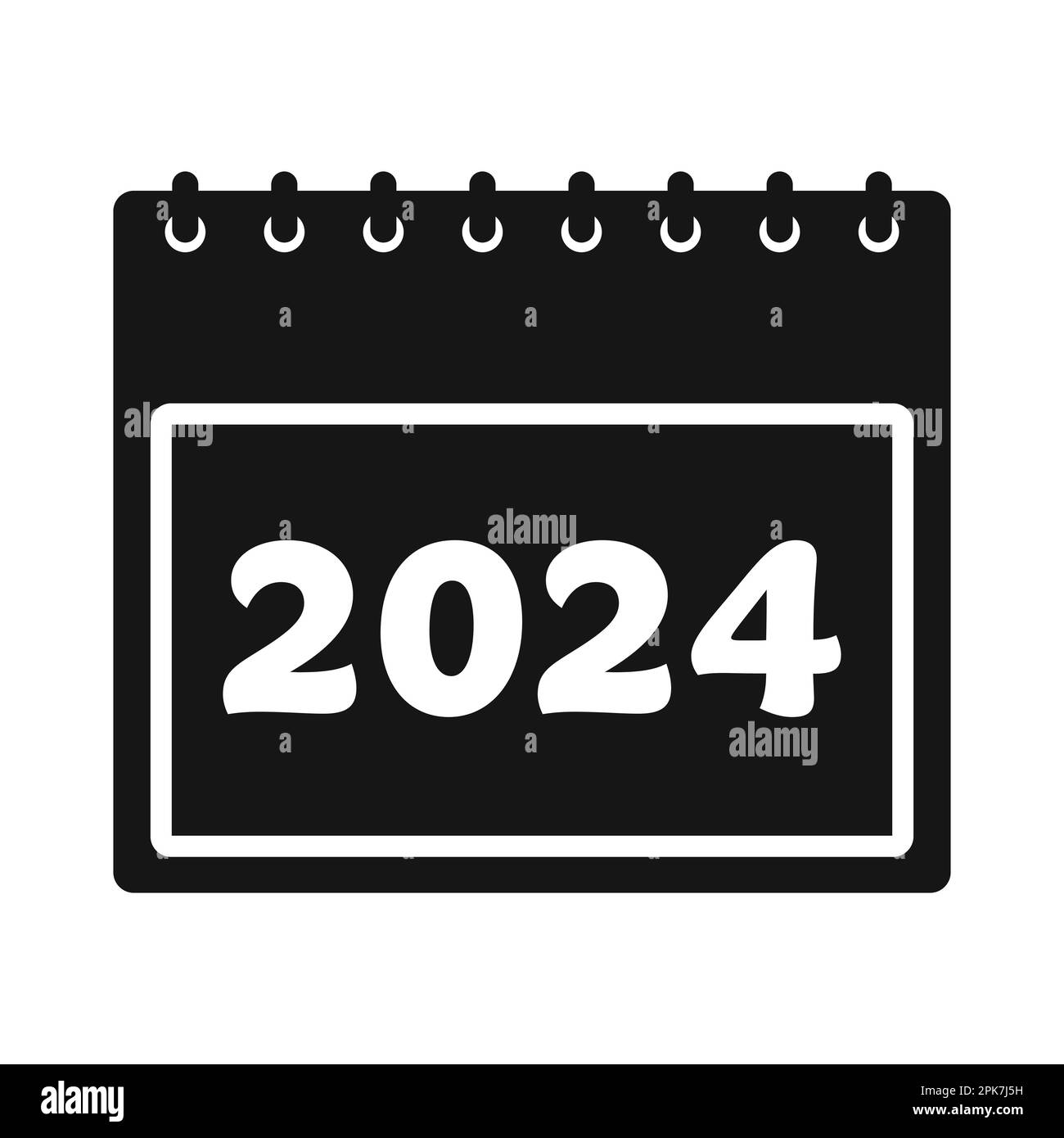 2024 icône de calendrier noire. Illustration du symbole EPS vectoriel modifiable. Illustration de Vecteur