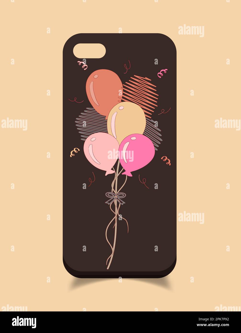 Smartphone protection de couverture sans couture motif Mobile étui anniversaire ballon design smartphone housse vecteur Banque D'Images