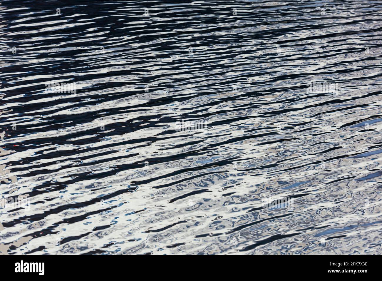 Détails de la surface de l'eau de la rivière, réflexions et résumés, ondulations et motifs. Banque D'Images