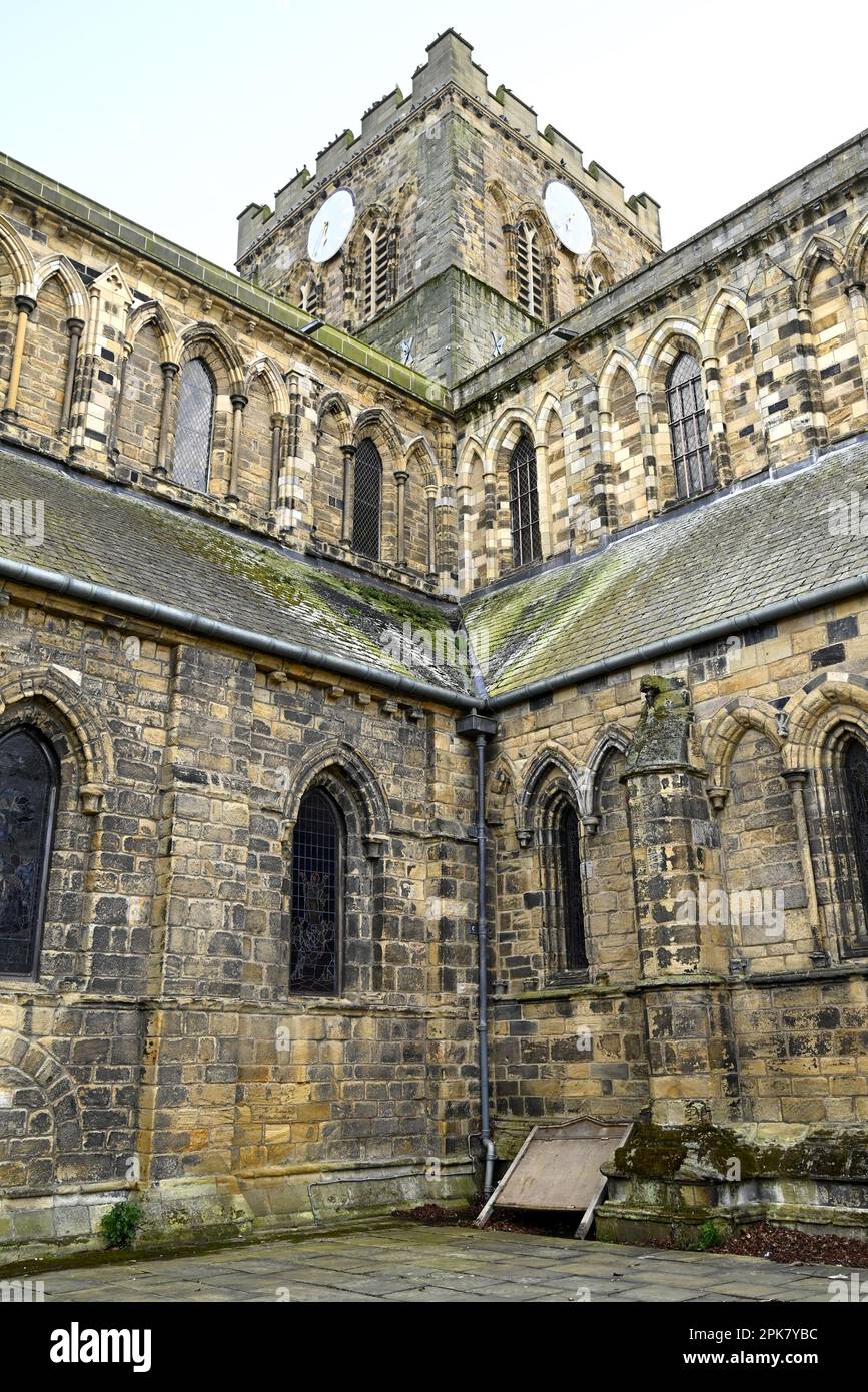 Hexham, Northumberland, Angleterre, Royaume-Uni. Abbaye de Hexham (église du Prieuré Augustinien de St Andrew - c1170-1250 - Norman) Banque D'Images