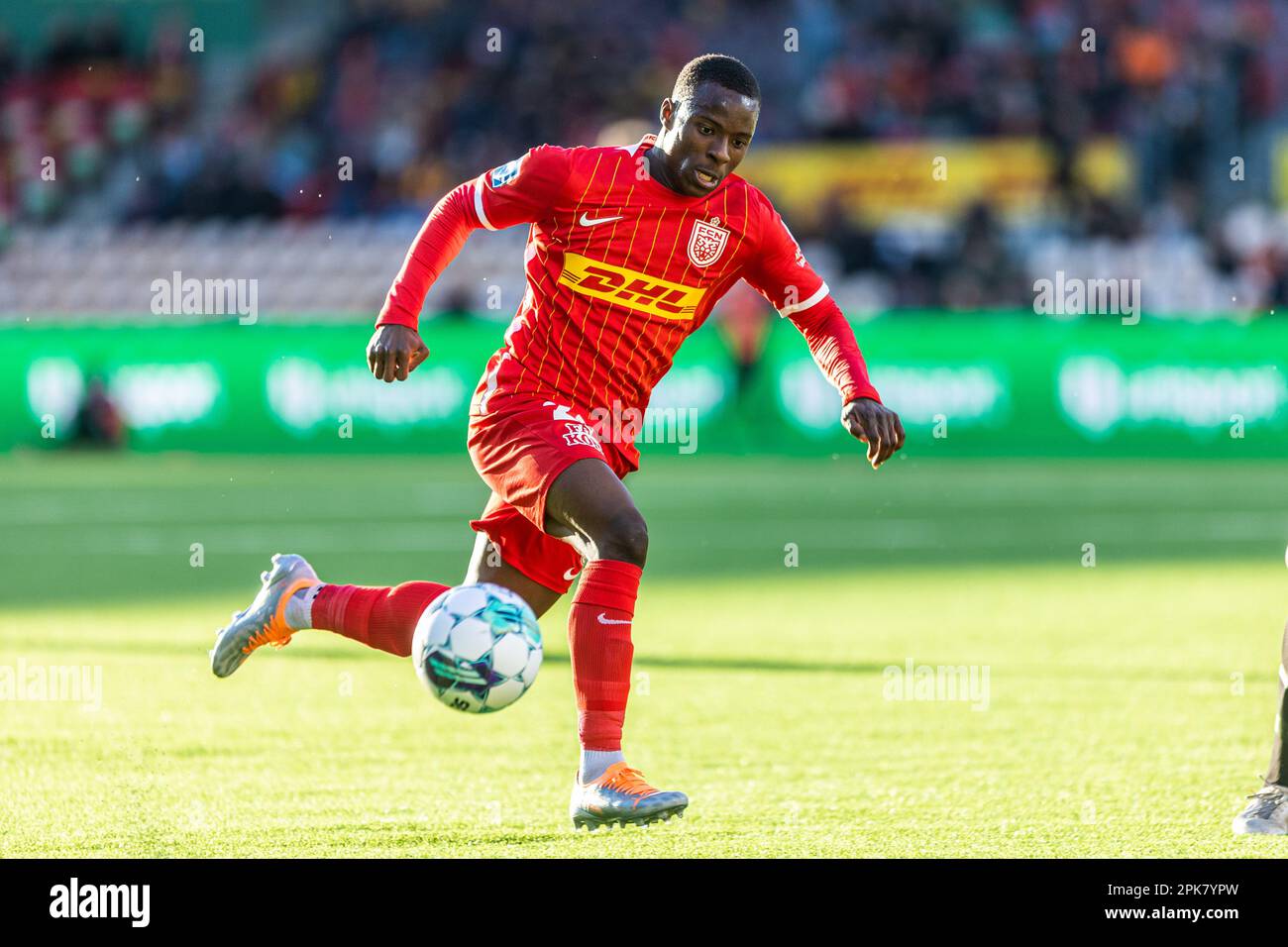 Farum, Danemark. 05th avril 2023. Lasso Coulibaly (28) du FC Nordsjaelland vu pendant le match de la coupe DBU entre le FC Nordsjaelland et Aarhus Fremad à droite de Dream Park à Farum. (Crédit photo : Gonzales photo/Alamy Live News Banque D'Images