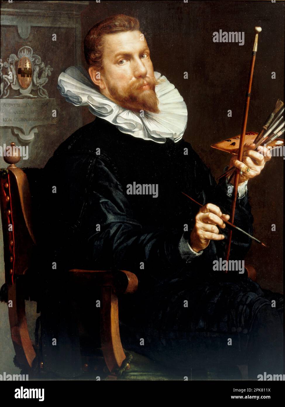 Autoportrait 1601 par Joachim Wtewael Banque D'Images