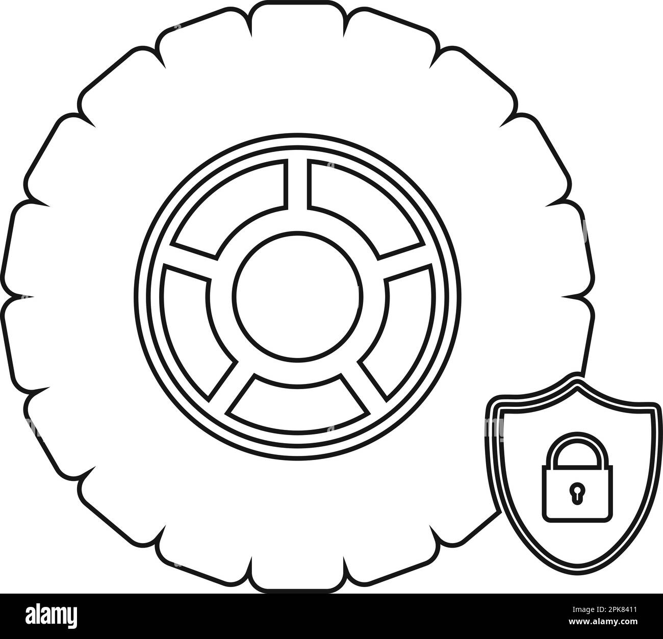 Icône assurance automobile.vecteur de style de ligne EPS. Illustration de Vecteur