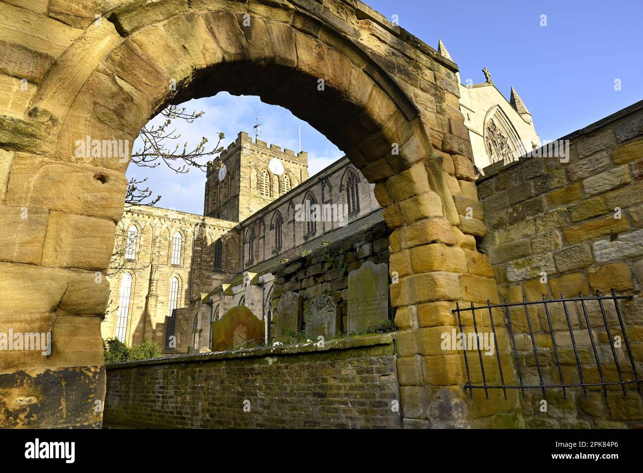 Hexham, Northumberland, Angleterre, Royaume-Uni. Abbaye de Hexham (église du Prieuré Augustinien de St Andrew - c1170-1250 - Norman) Banque D'Images