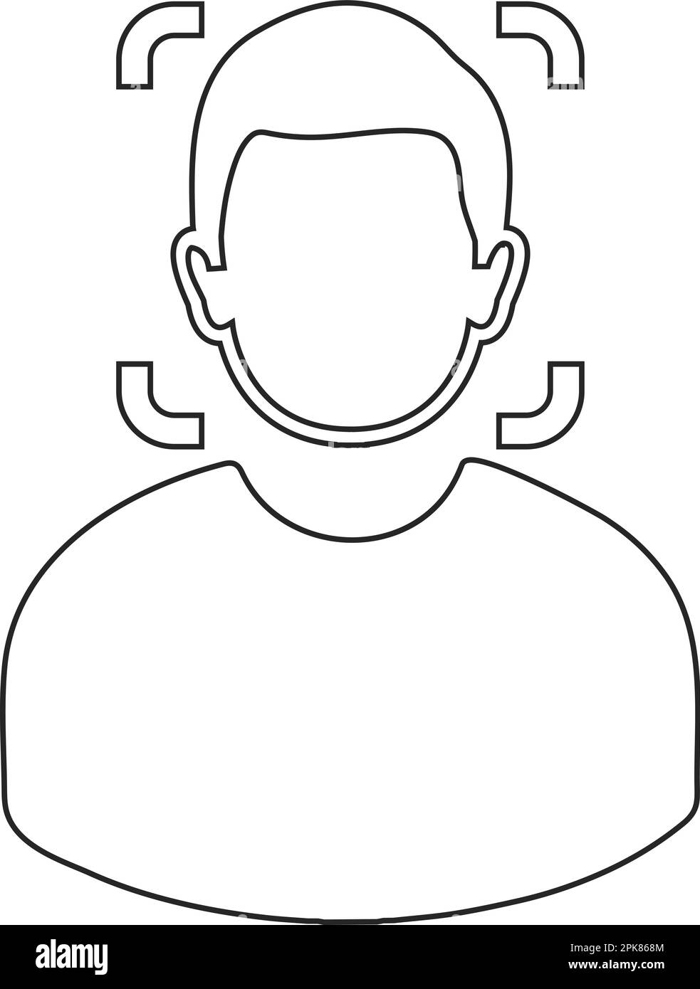Icône de ligne de reconnaissance biométrique des visages. EPS vectoriel modifiable. Illustration de Vecteur