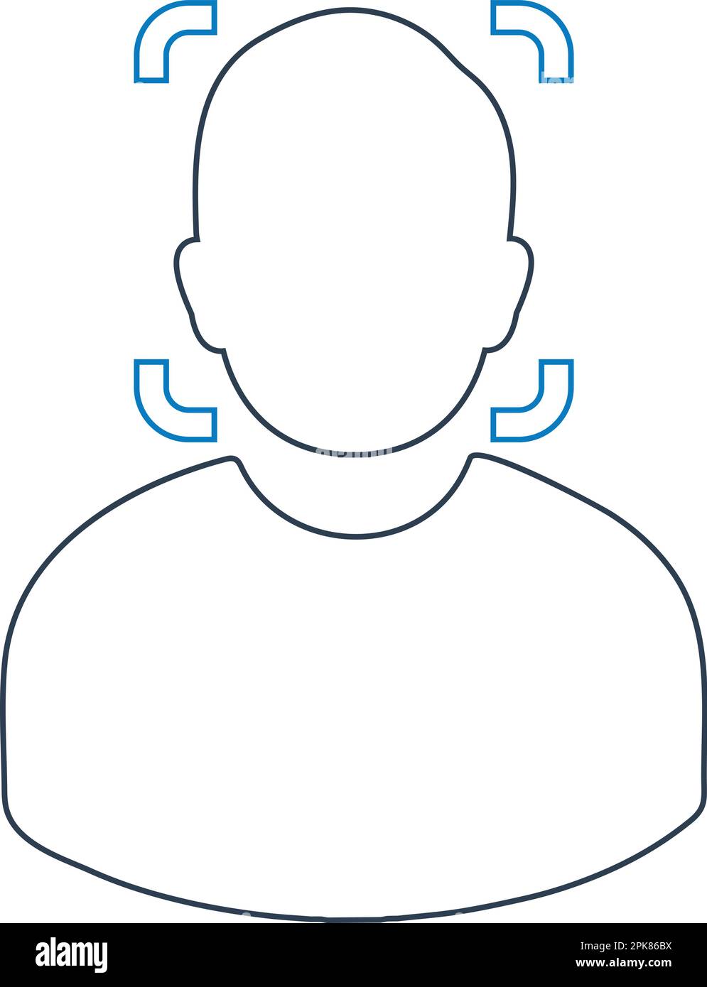 Icône de ligne de reconnaissance biométrique des visages. EPS vectoriel modifiable. Illustration de Vecteur