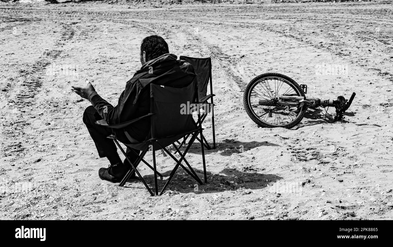 L'homme sur la plage Banque D'Images