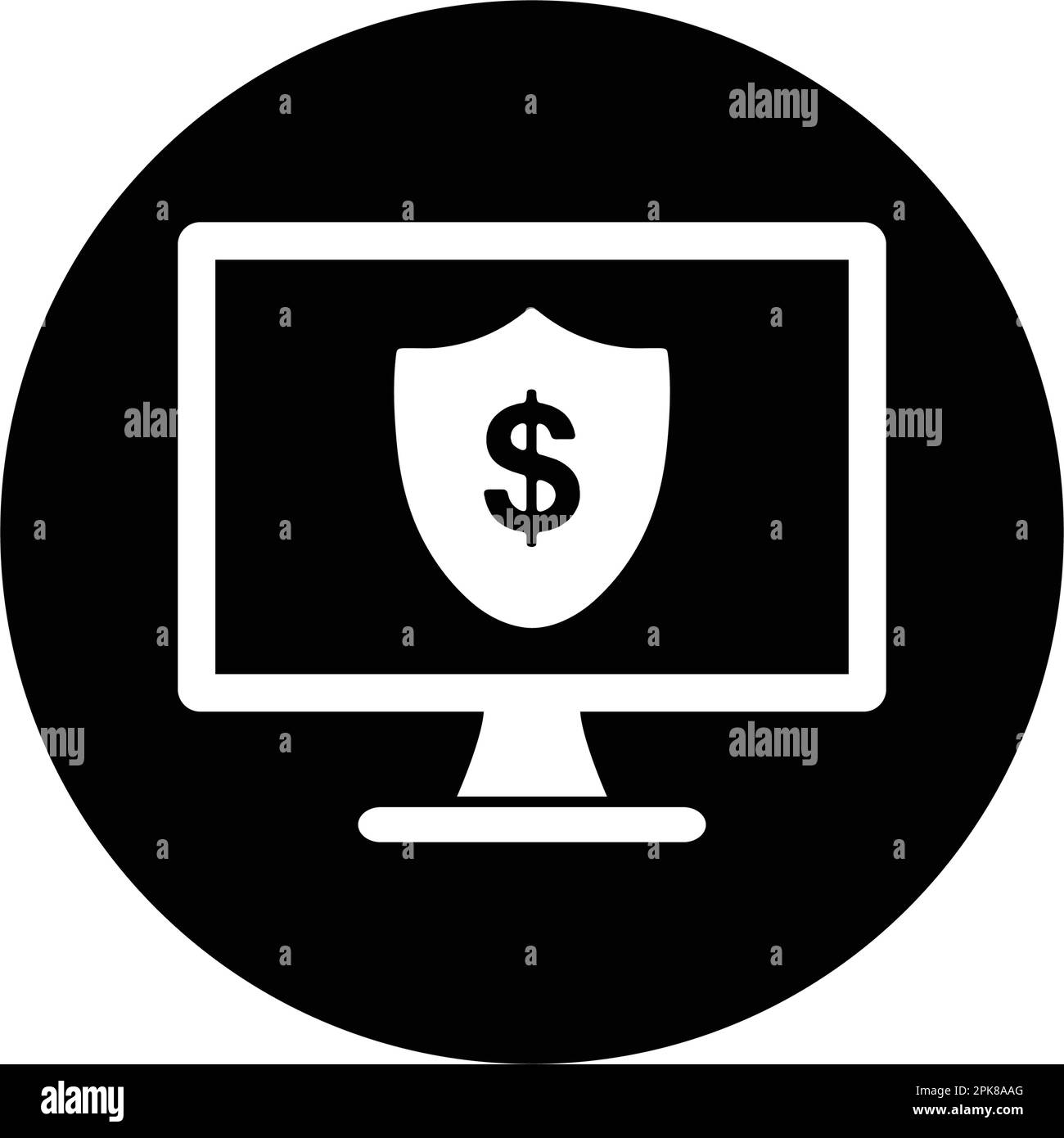 Icône arrondie de sécurité des transactions financières en ligne. Illustration du symbole EPS vectoriel modifiable. Illustration de Vecteur