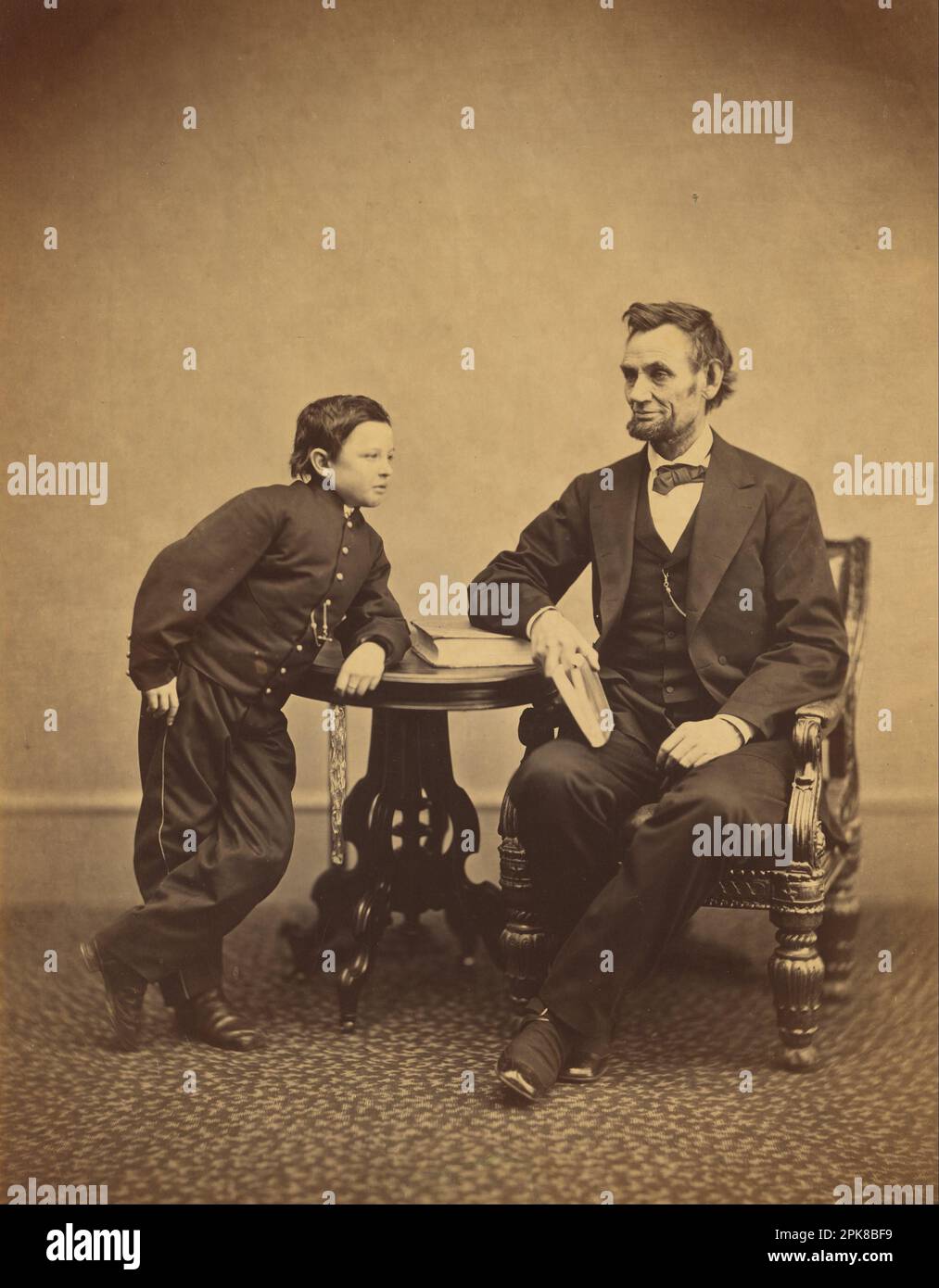 Abraham Lincoln et son second fils Thomas (TAD)] 9 avril 1865 par Alexandre Gardner Banque D'Images