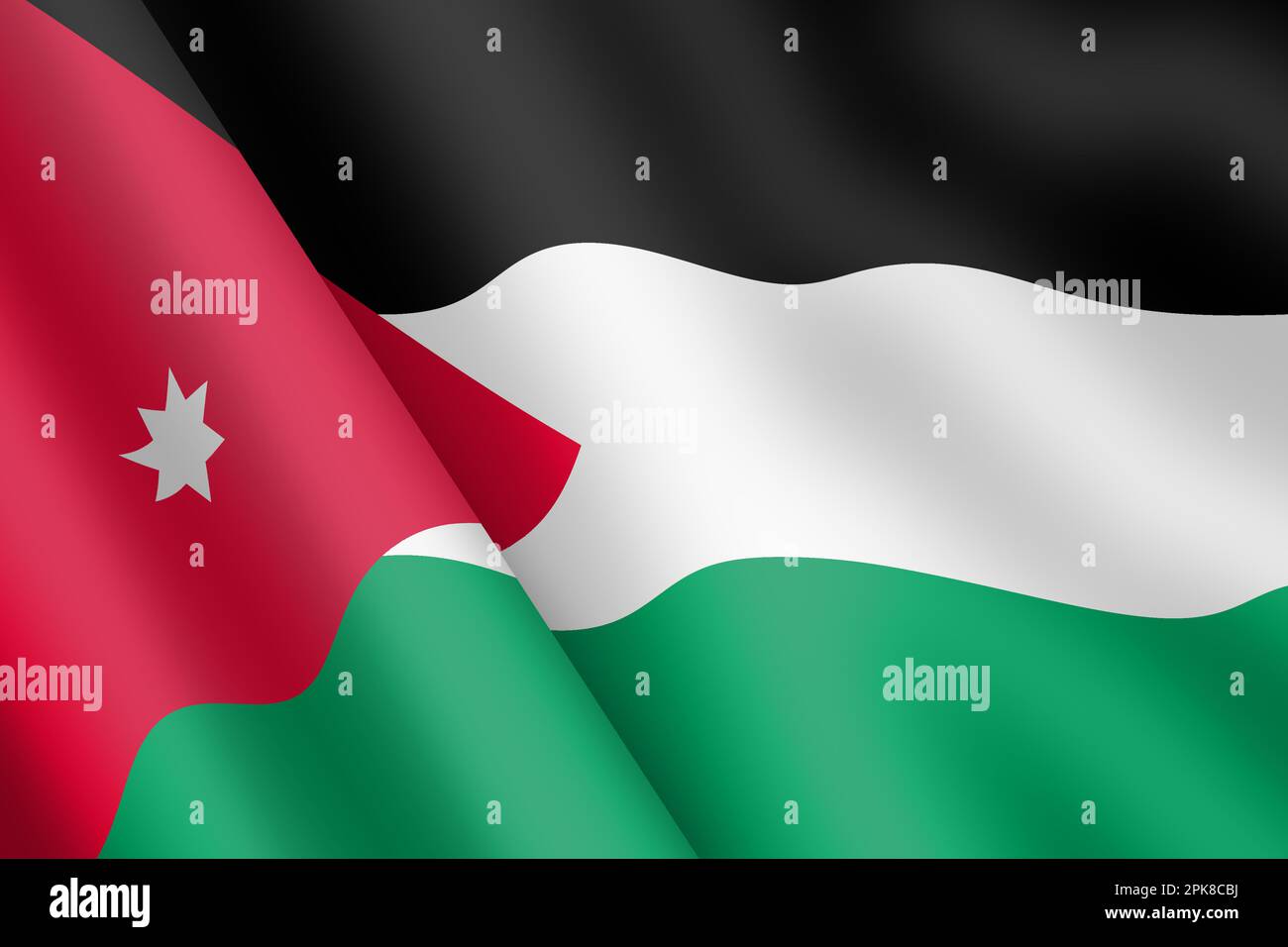 Jordan Waving drapeau 3D illustration ondulation du vent Banque D'Images