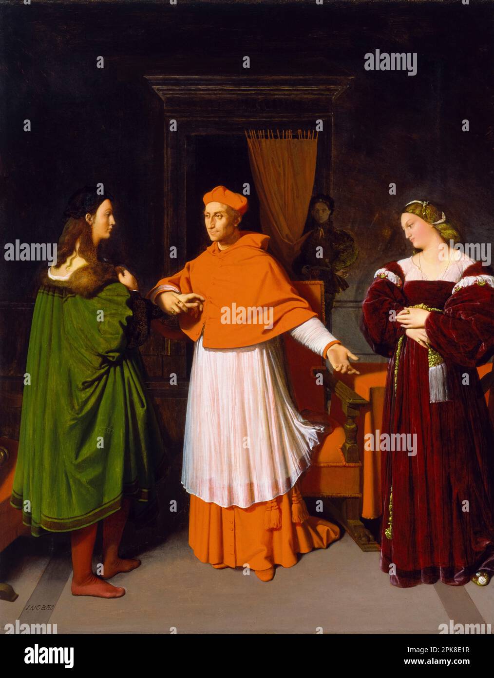 Les fiançailles de Raphaël et de la nièce du cardinal Bibbiena, peinture à l'huile sur papier montée sur toile par Jean Auguste Dominique Ingres, 1813-1814 Banque D'Images Les fiançailles de Raphaël et de la nièce du cardinal Bibbiena, peinture à l'huile sur papier montée sur toile par Jean Auguste Dominique Ingres, 1813-1814 Banque D'Images