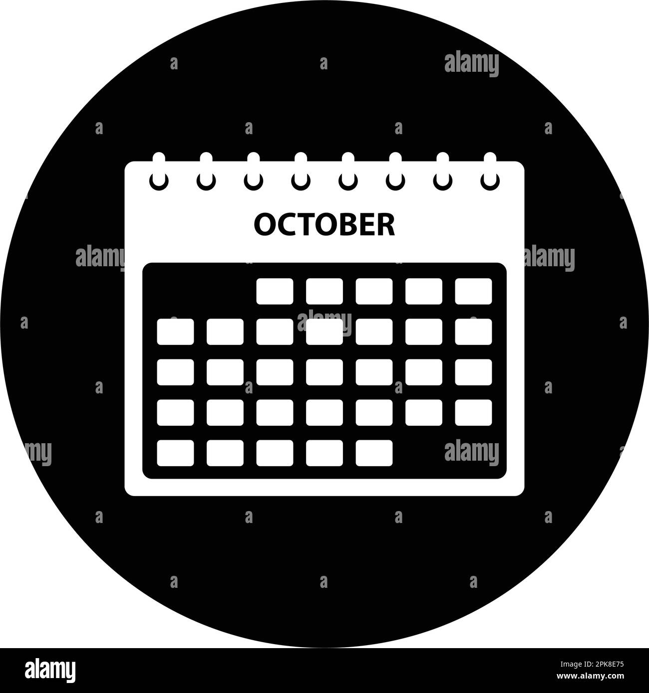 Icône du calendrier d'octobre. EPS vectoriel de style bouton arrondi. Illustration de Vecteur