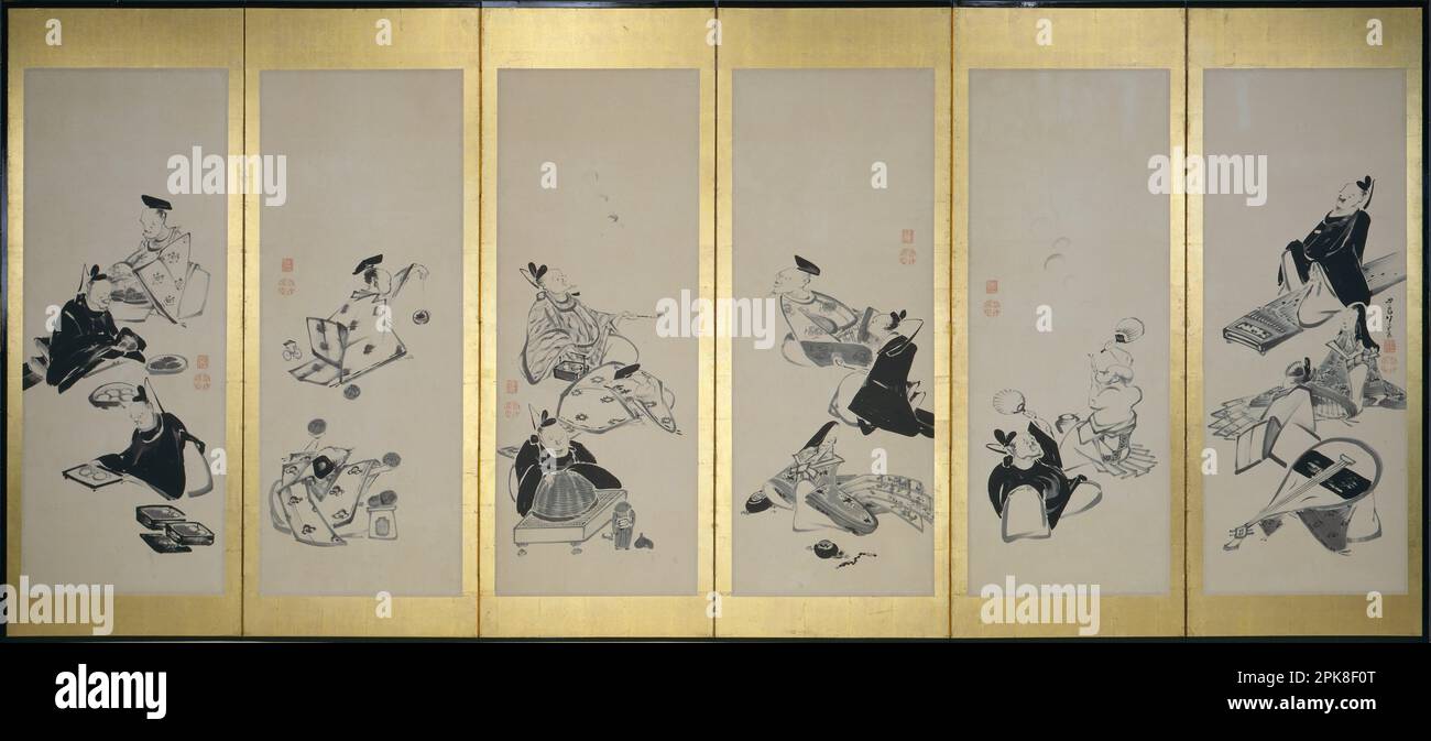 Les trente-six poètes immortels (1 d'une paire) 1798 par Ito Jakuchu Banque D'Images
