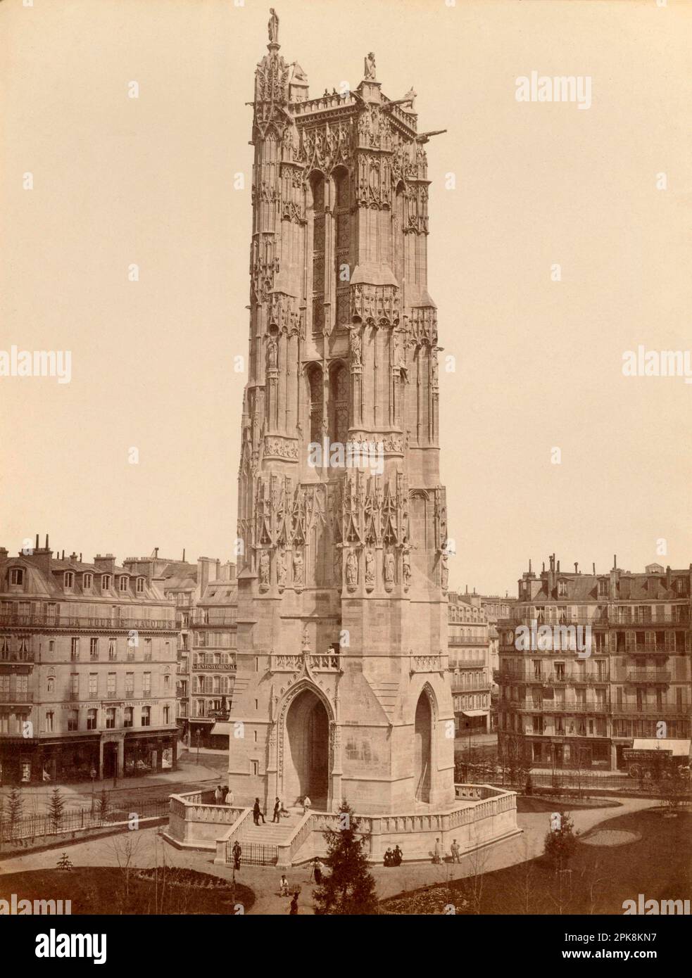 La tour Saint-Jacques, après restauration, Paris, Edouard Baldus 1855 Banque D'Images