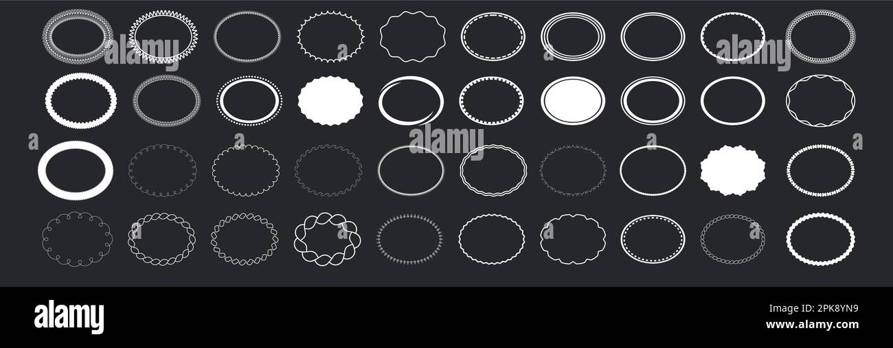 Formes de base cadre de monogramme ovale formes de base. Illustration de Vecteur