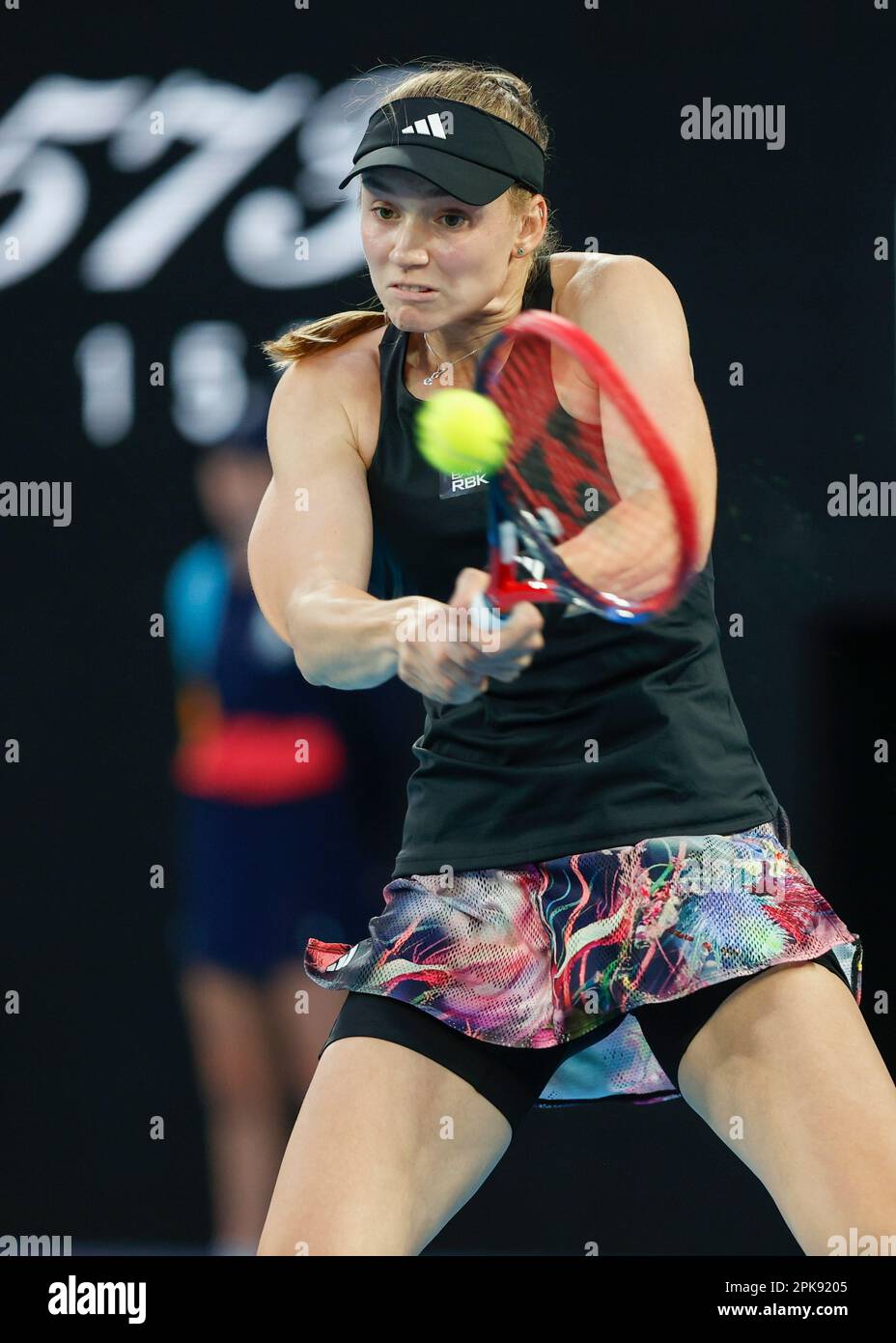 Elena Rybakina.of Kazakhstan en action au tournoi de tennis Open d'Australie 2023, Melbourne Park, Melbourne, Victoria, Australie. Banque D'Images